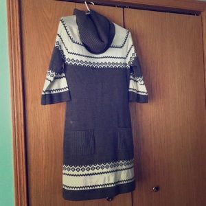 Grey and White Sweater Dress